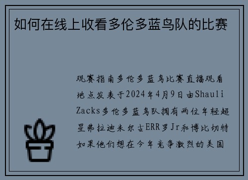 如何在线上收看多伦多蓝鸟队的比赛